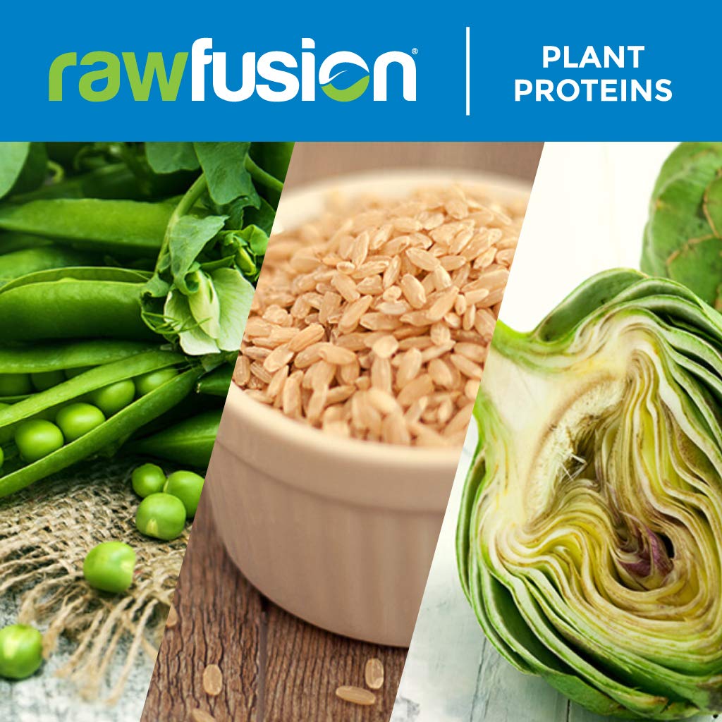 SAN Rawfusion comparación de tamaño del envase junto a una mano, indica 60 servicios