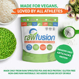 SAN Rawfusion etiqueta de ingredientes, muestra mezcla de alcachofa, guisante y arroz