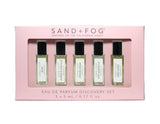 Sand + Fog set frontal con cinco roll-ons, ideal para probar aromas