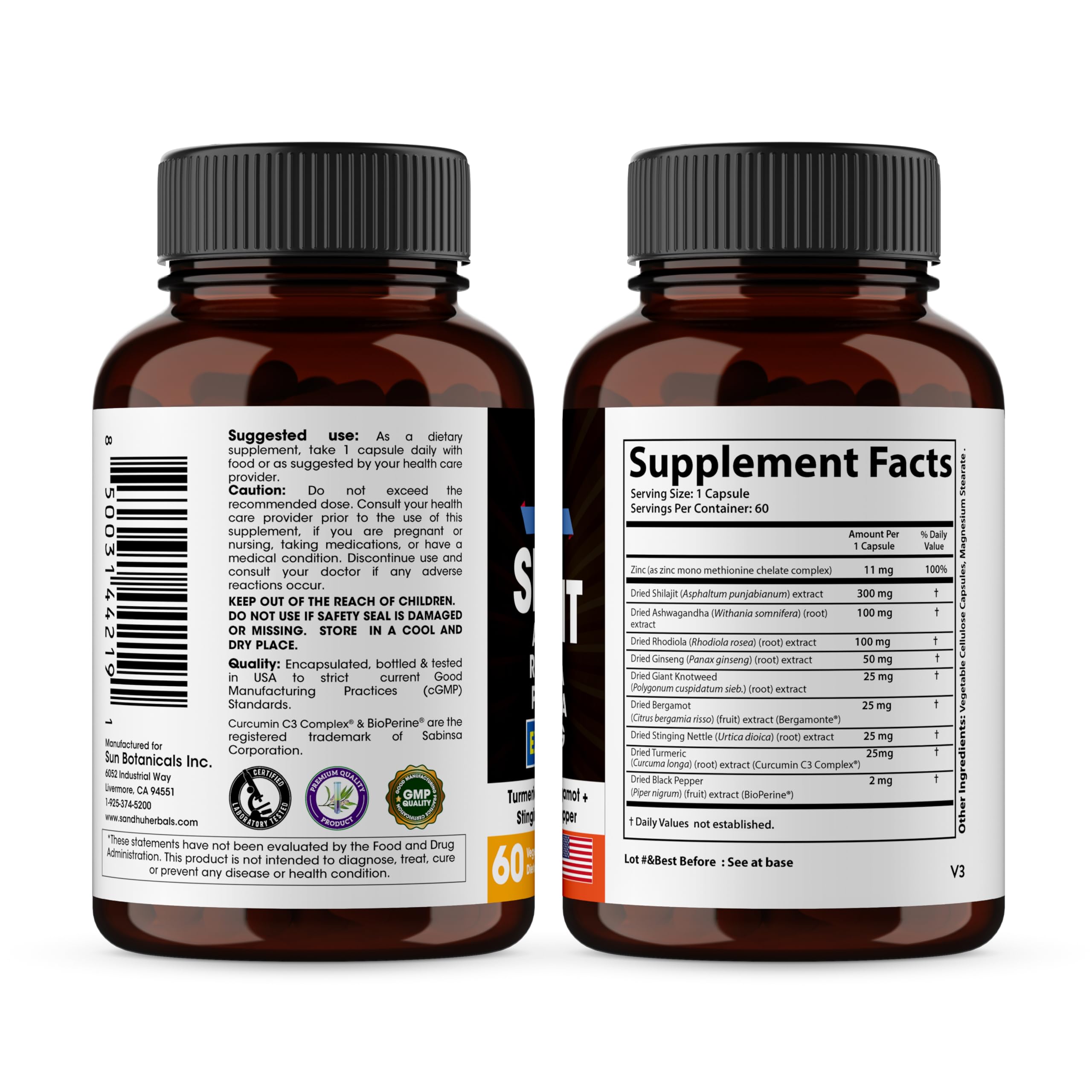 SANDHUHERBALS caja abierta con 60 cápsulas lista para dos meses