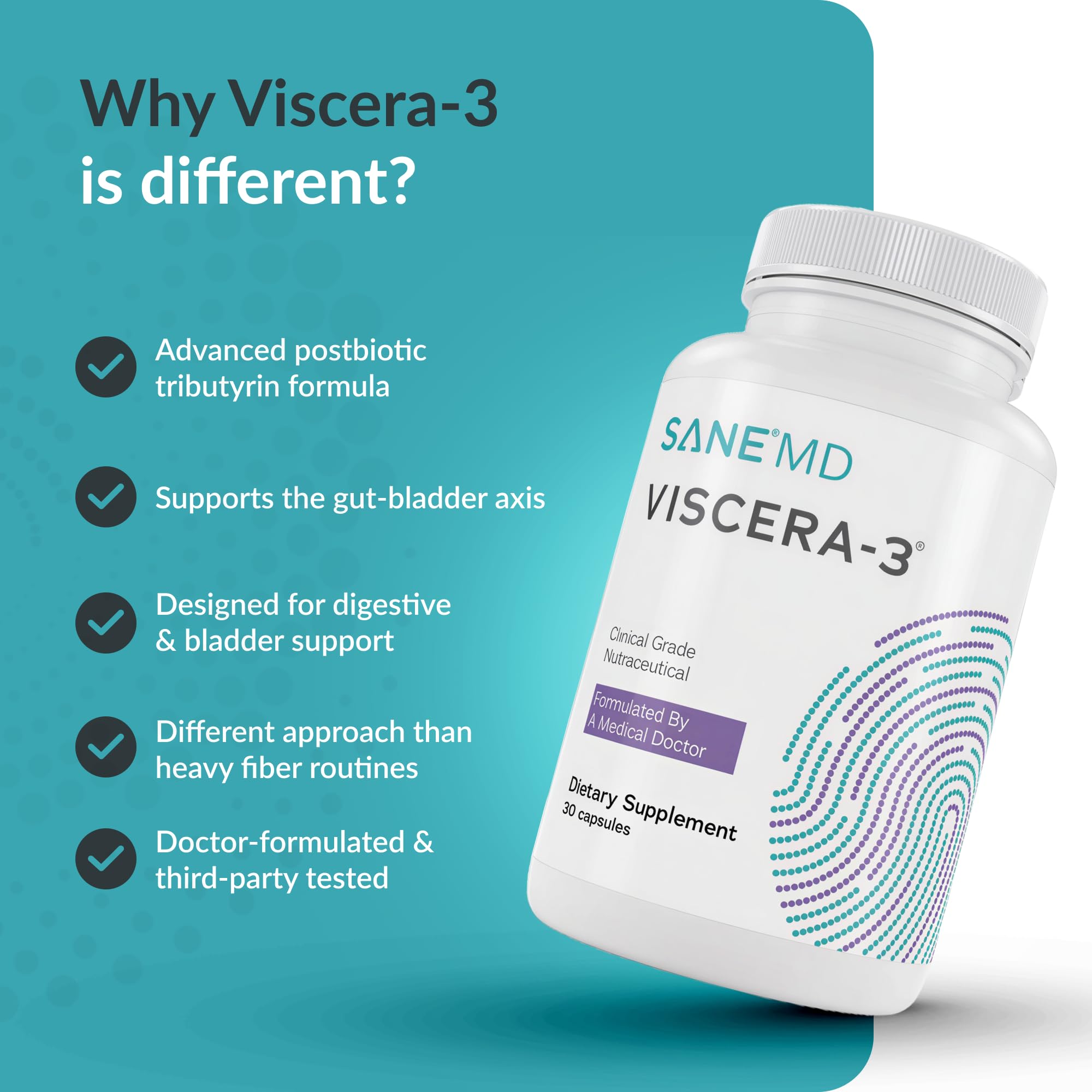 SANE Viscera-3 comparación en mano para ver tamaño real y dosificación cómoda