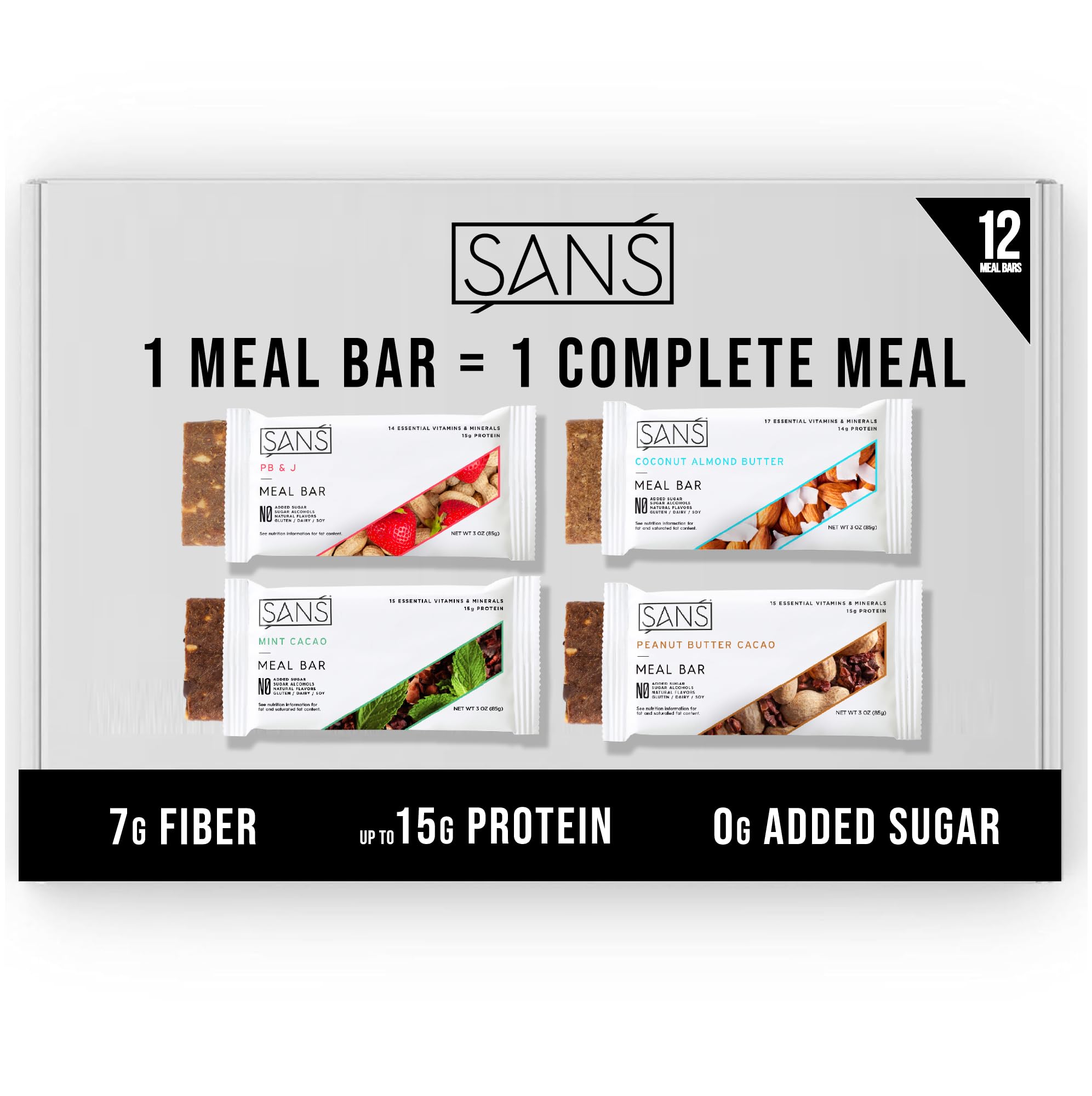 SANS barrita pack frontal mostrando 12 unidades para conveniencia diaria