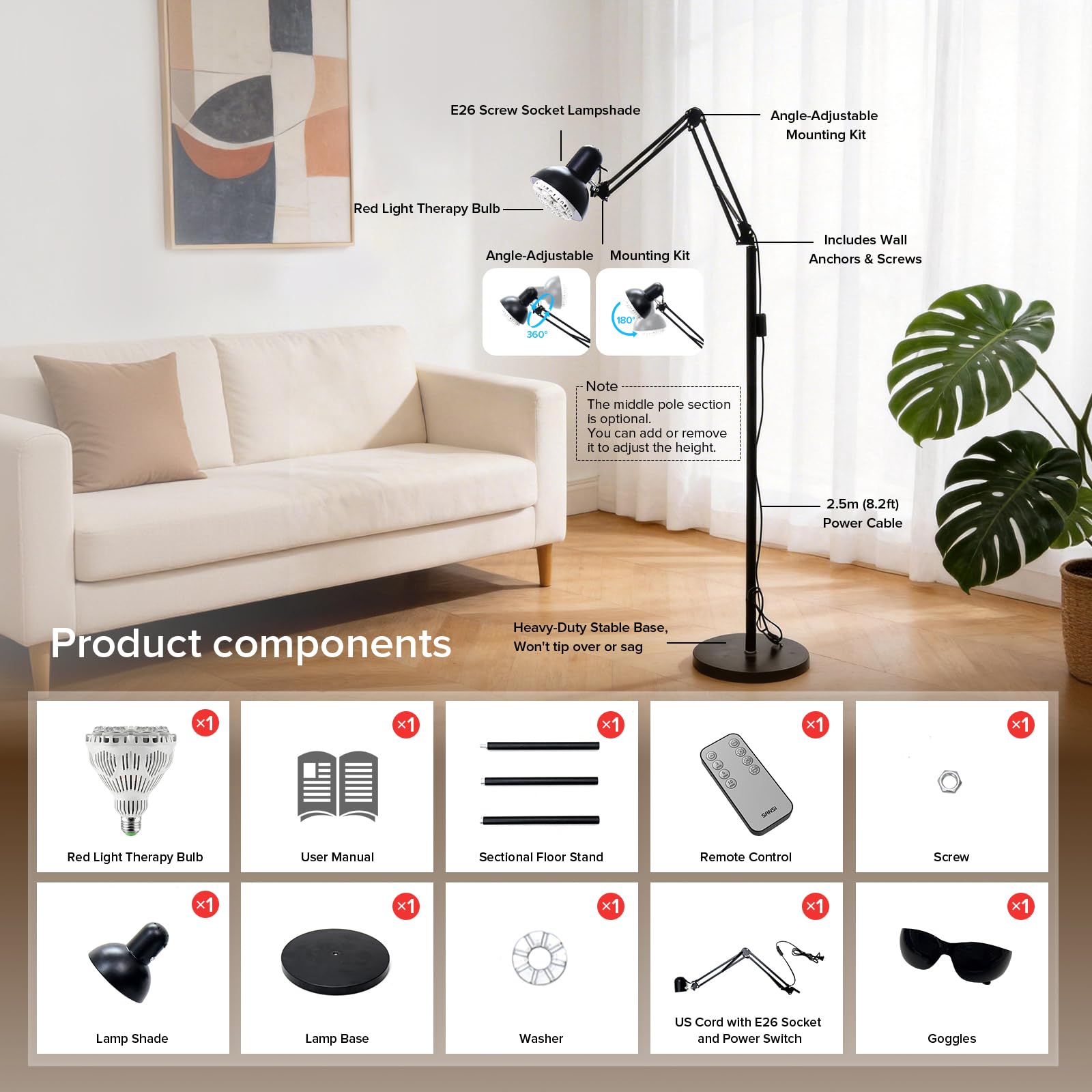 SANSI control remoto en mano con temporizadores y modos visibles
