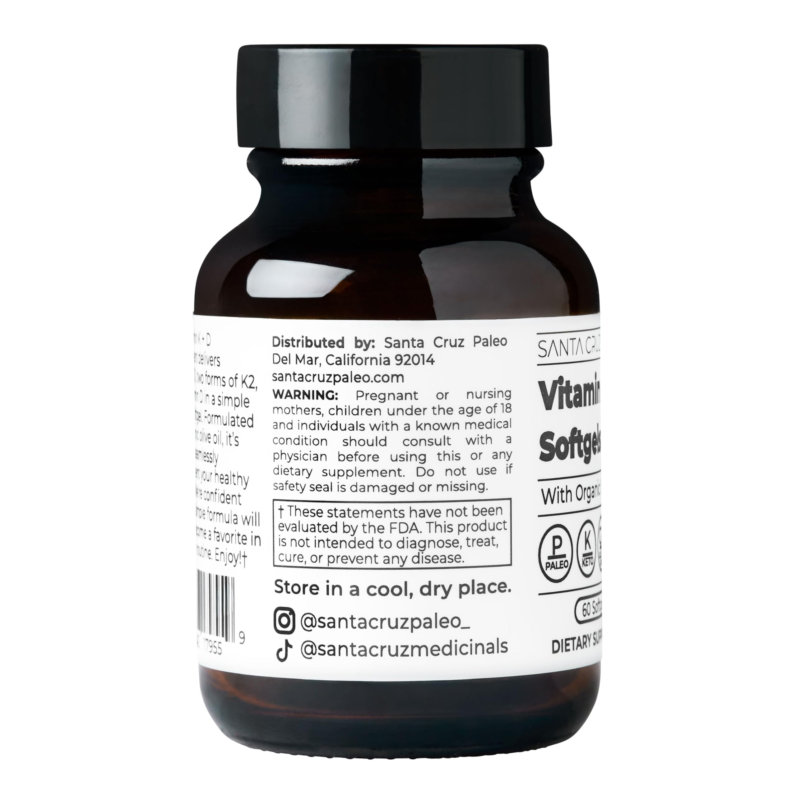 Santa Cruz Paleo aceite de oliva orgánico usado como vehículo para mejor absorción