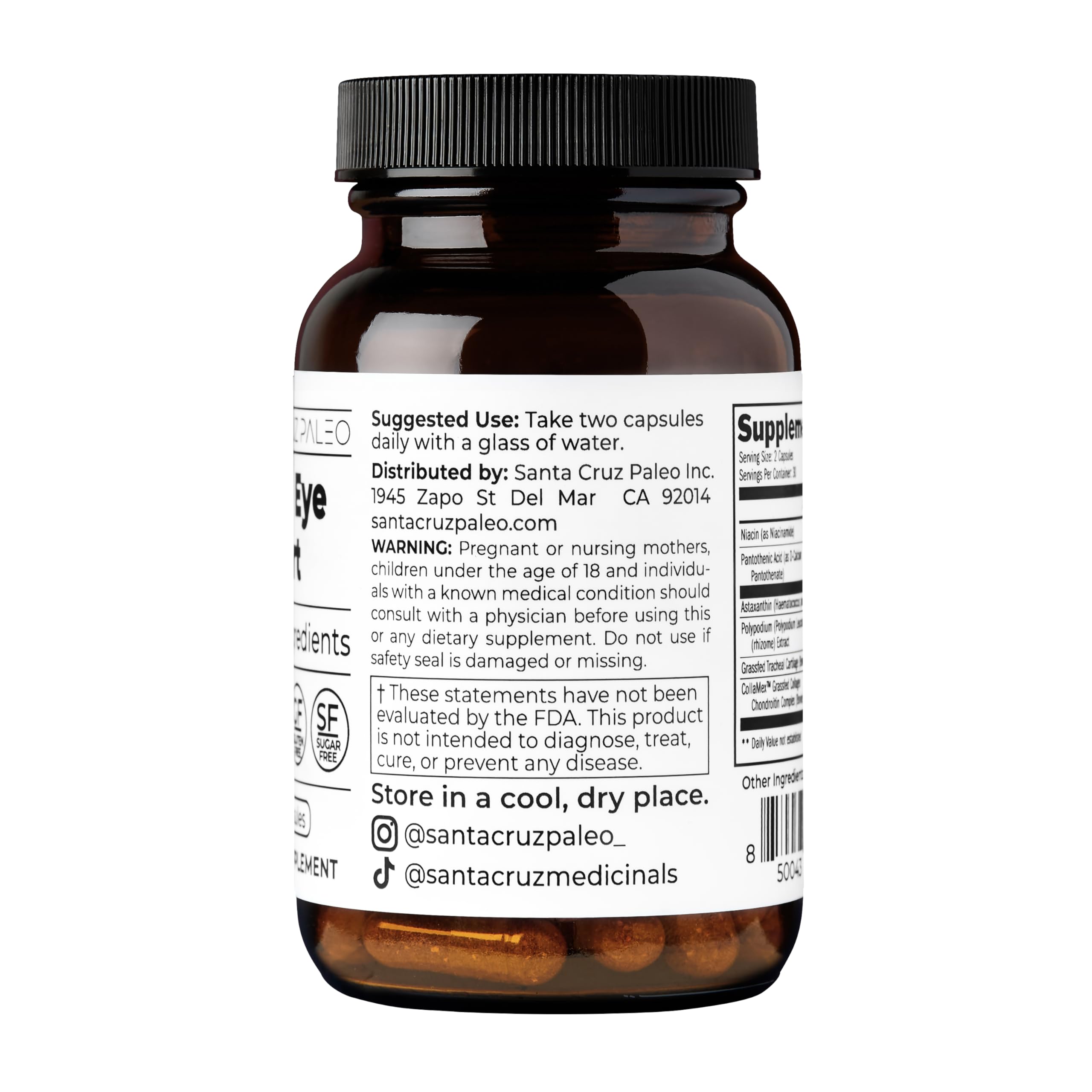 Santa Cruz Paleo astaxantina en fondo naranja que sugiere protección antioxidante