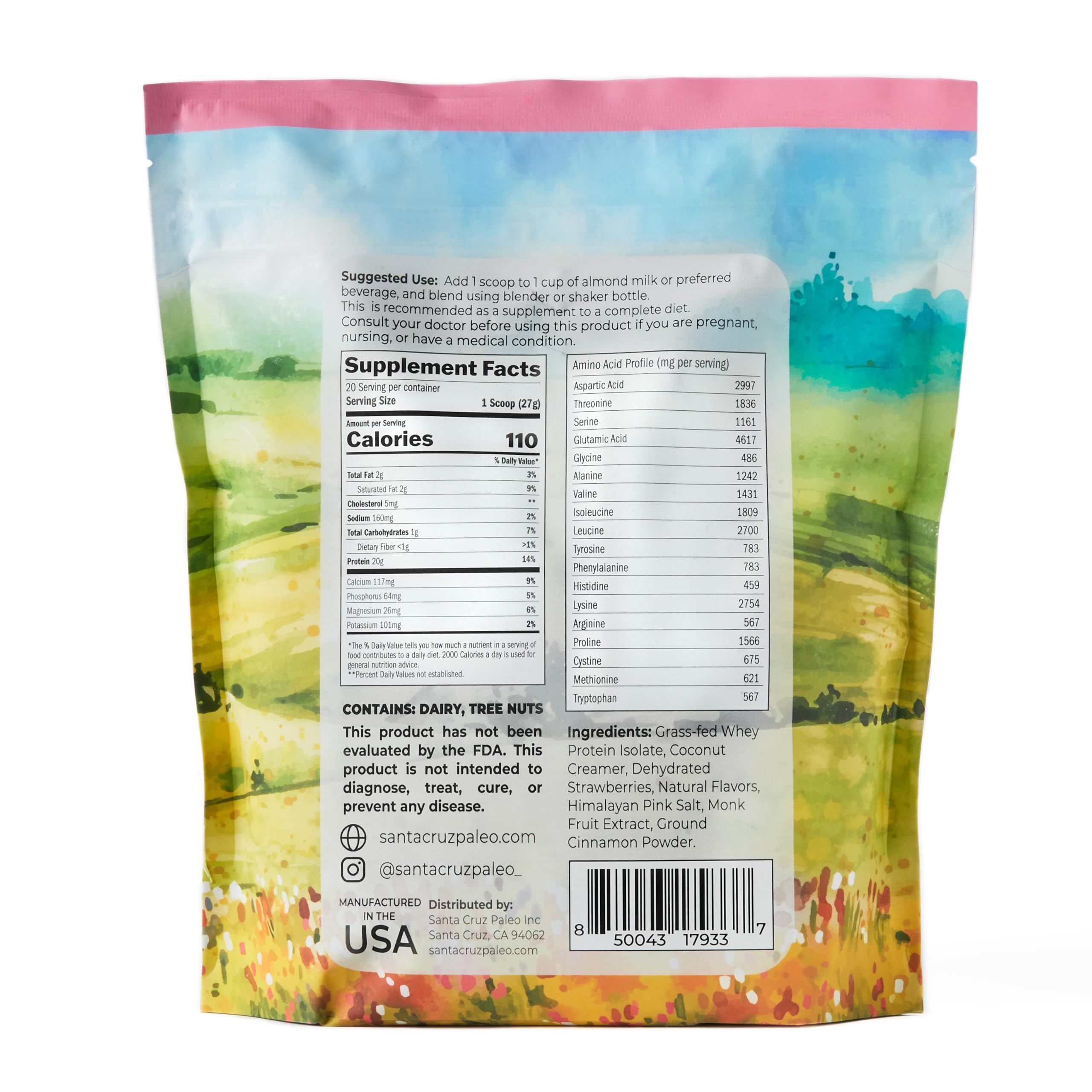 Santa Cruz Paleo fresas deshidratadas usadas, sabor natural