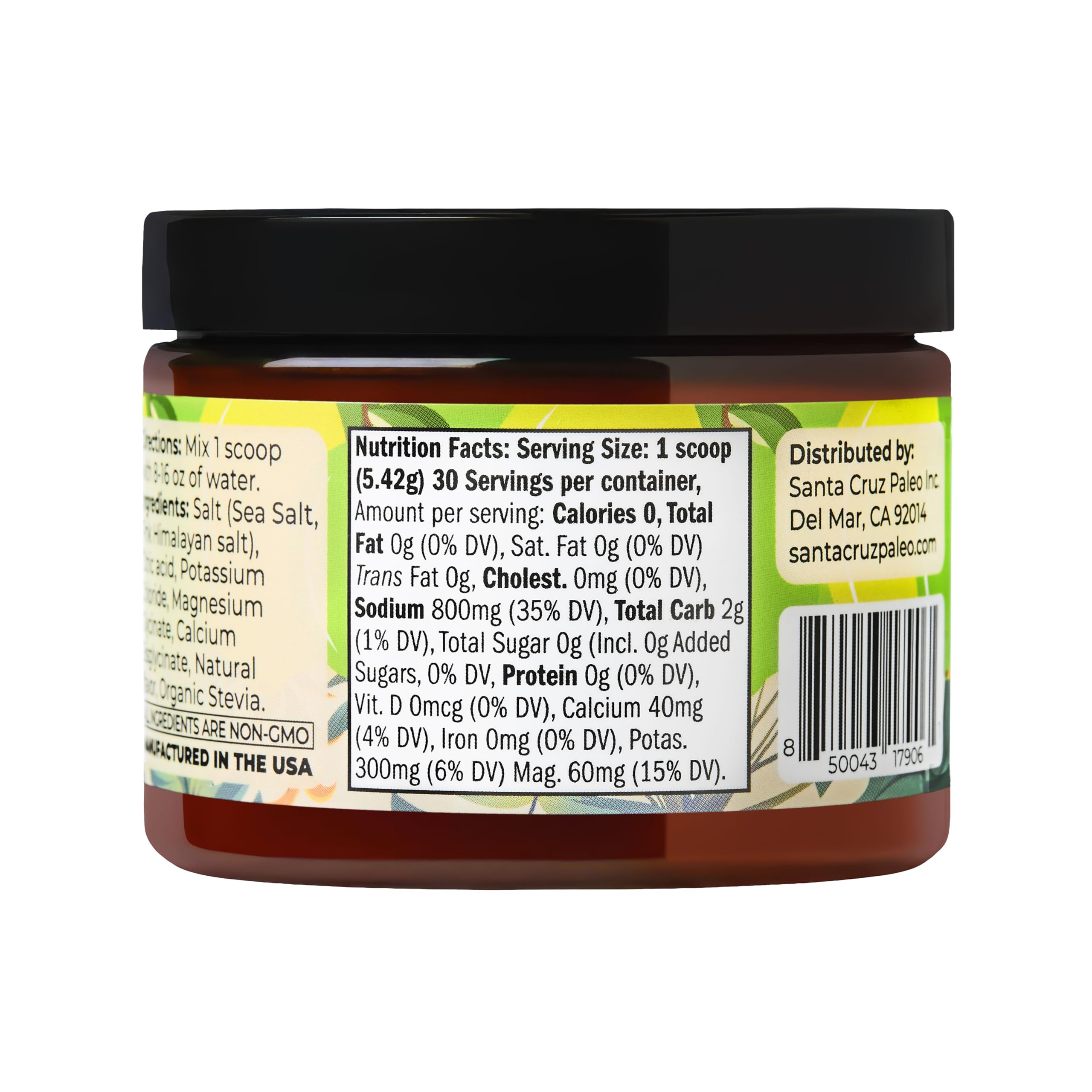 Santa Cruz Paleo sales rosa y marina ingredientes naturales visibles