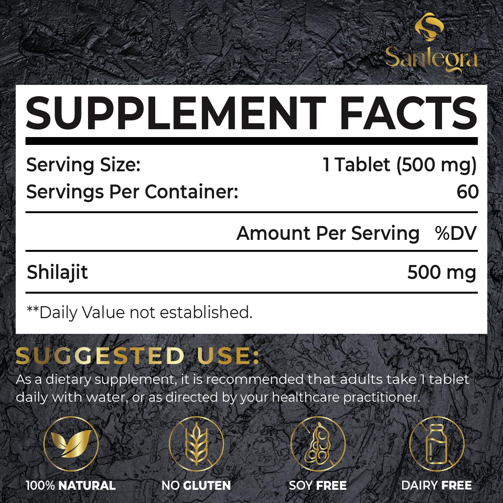 Santegra tableta 500 mg en primer plano, dosificación precisa y portable