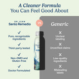 Santo Remedio etiqueta con lista de ingredientes y beneficios claros