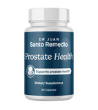 Santo Remedio frasco frontal mostrando la presentación y beneficio de soporte prostático