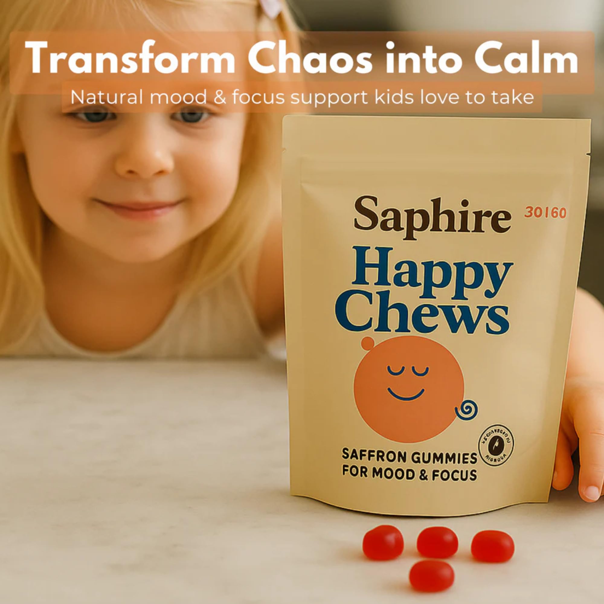SAPHIRE HAPPY CHEWS textura de gominola blanda que facilita masticar para niños