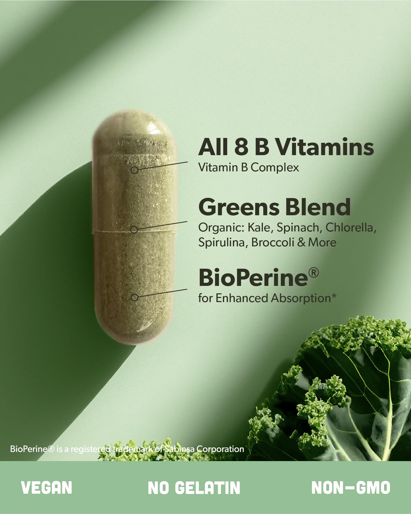 sapling etiqueta con tabla nutricional y formas activas de vitaminas B