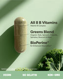 sapling etiqueta con tabla nutricional y formas activas de vitaminas B