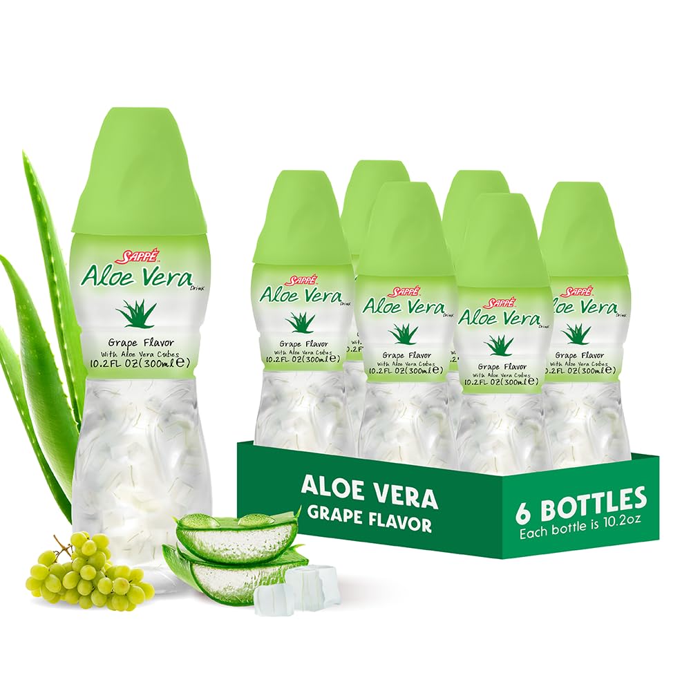Sappe Aloe vera jugo sabor uva frontal pack mostrando etiquetas claras y presentación atractiva