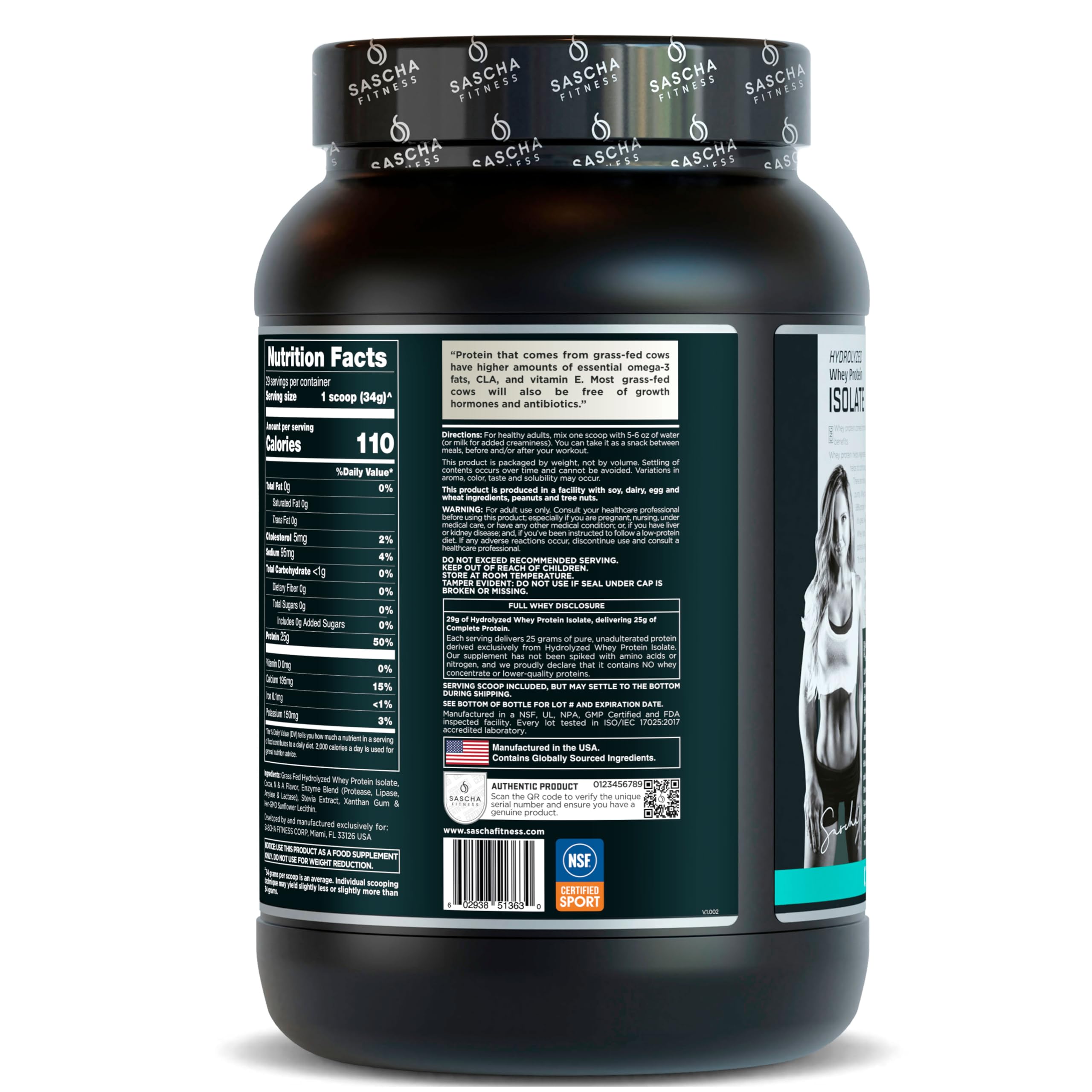 SASCHA FITNESS detalle de etiqueta, beneficio: información clara de ingredientes