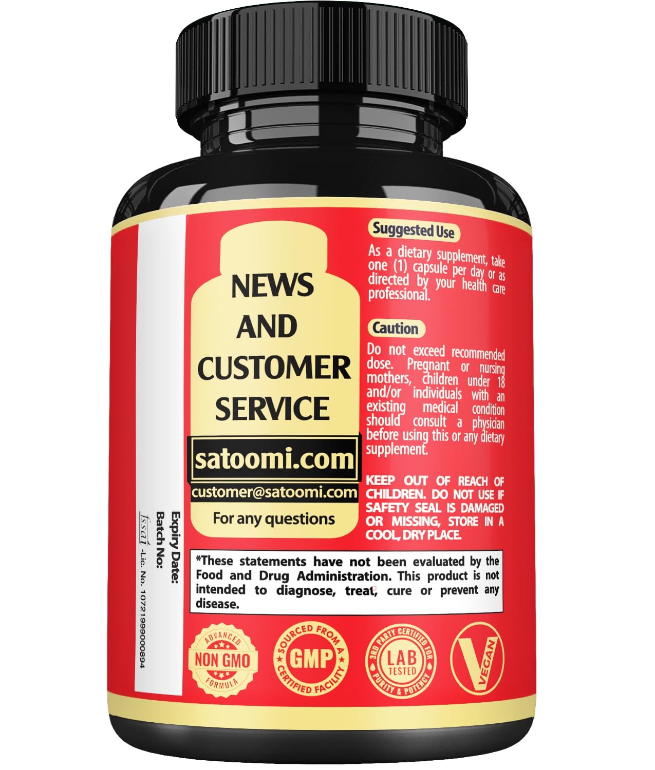 Satoomi certificado de análisis representando pruebas de pureza y potencia