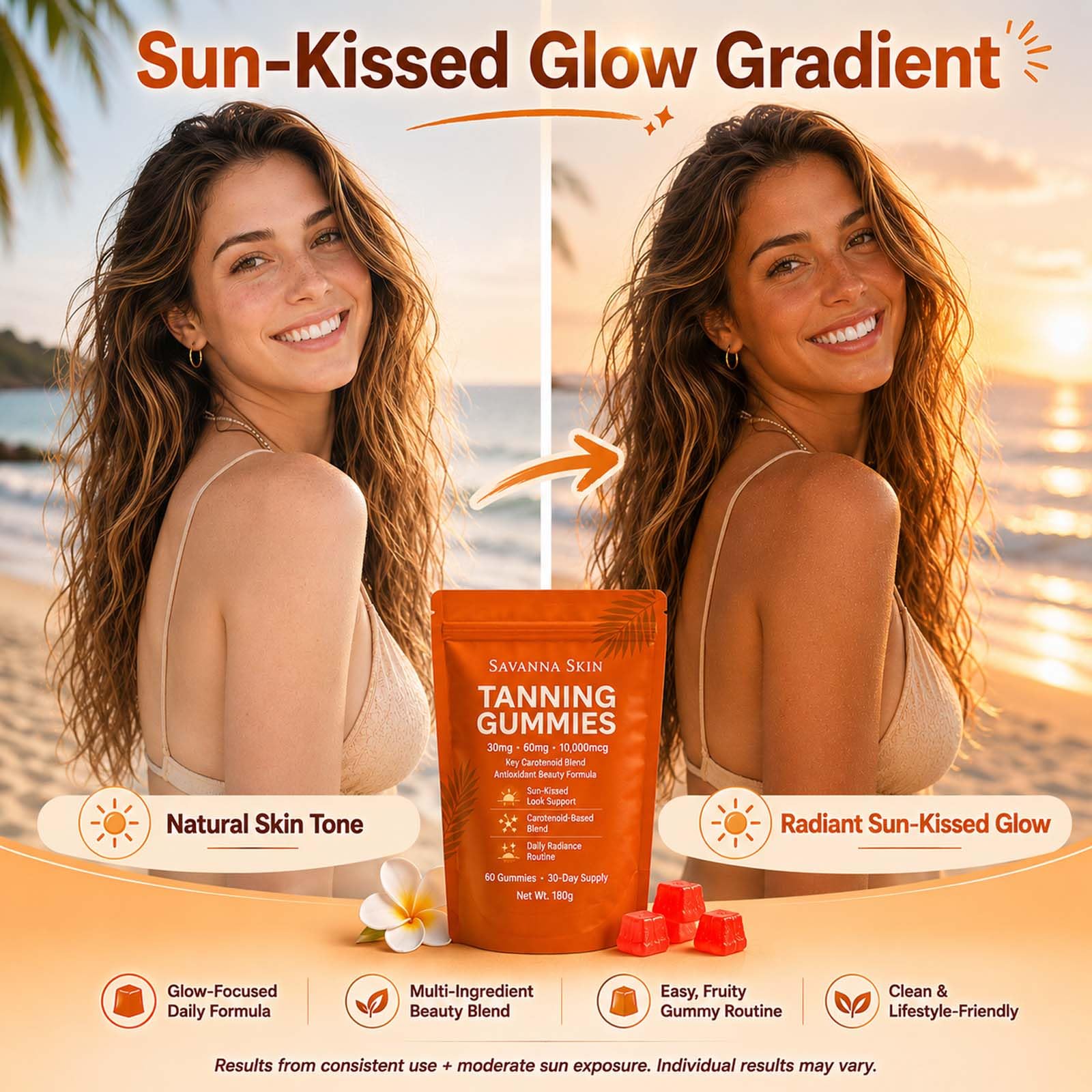 Savanna Skin etiqueta con lista de ingredientes y beneficios visibles