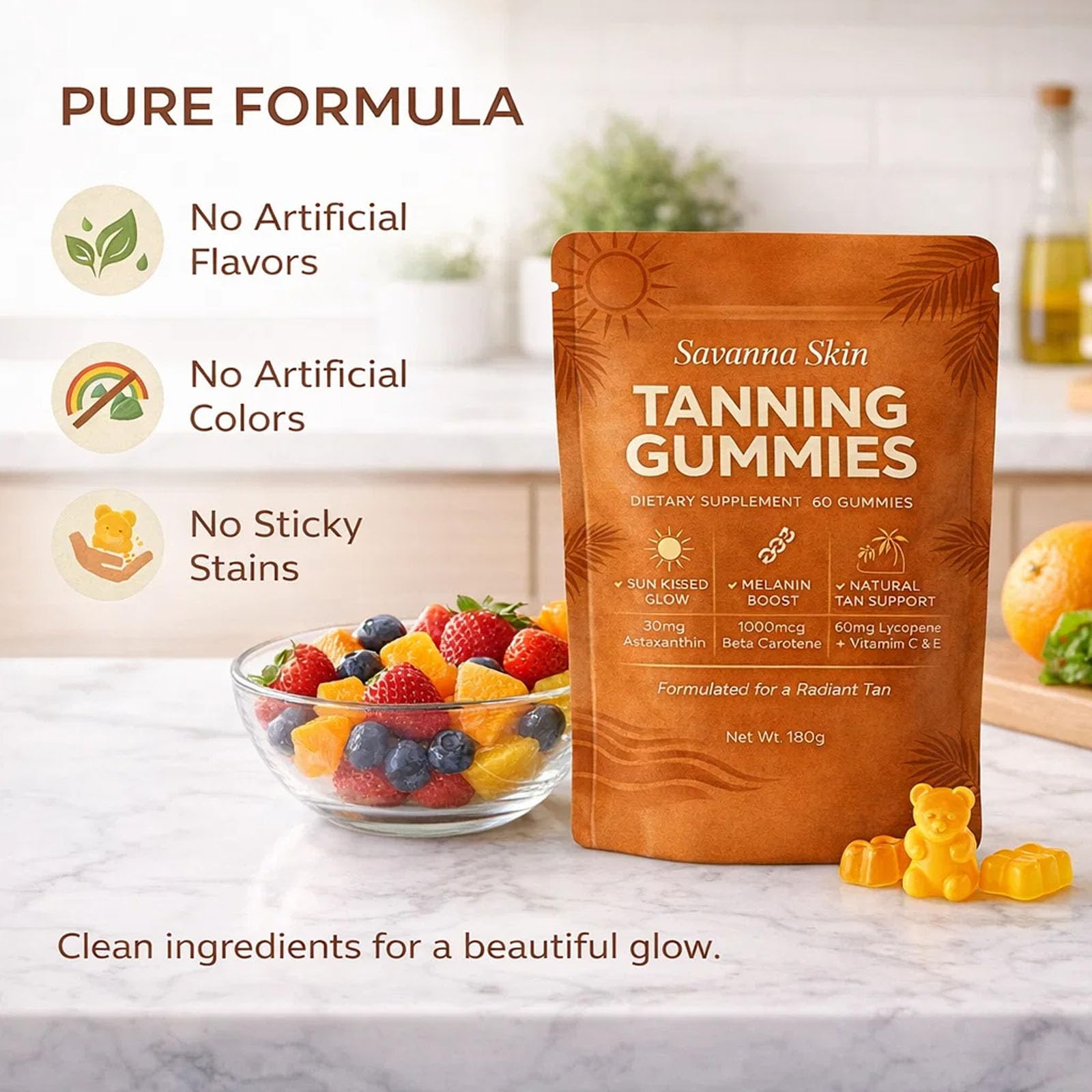 Savanna Skin etiqueta nutricional destacando ingredientes clave