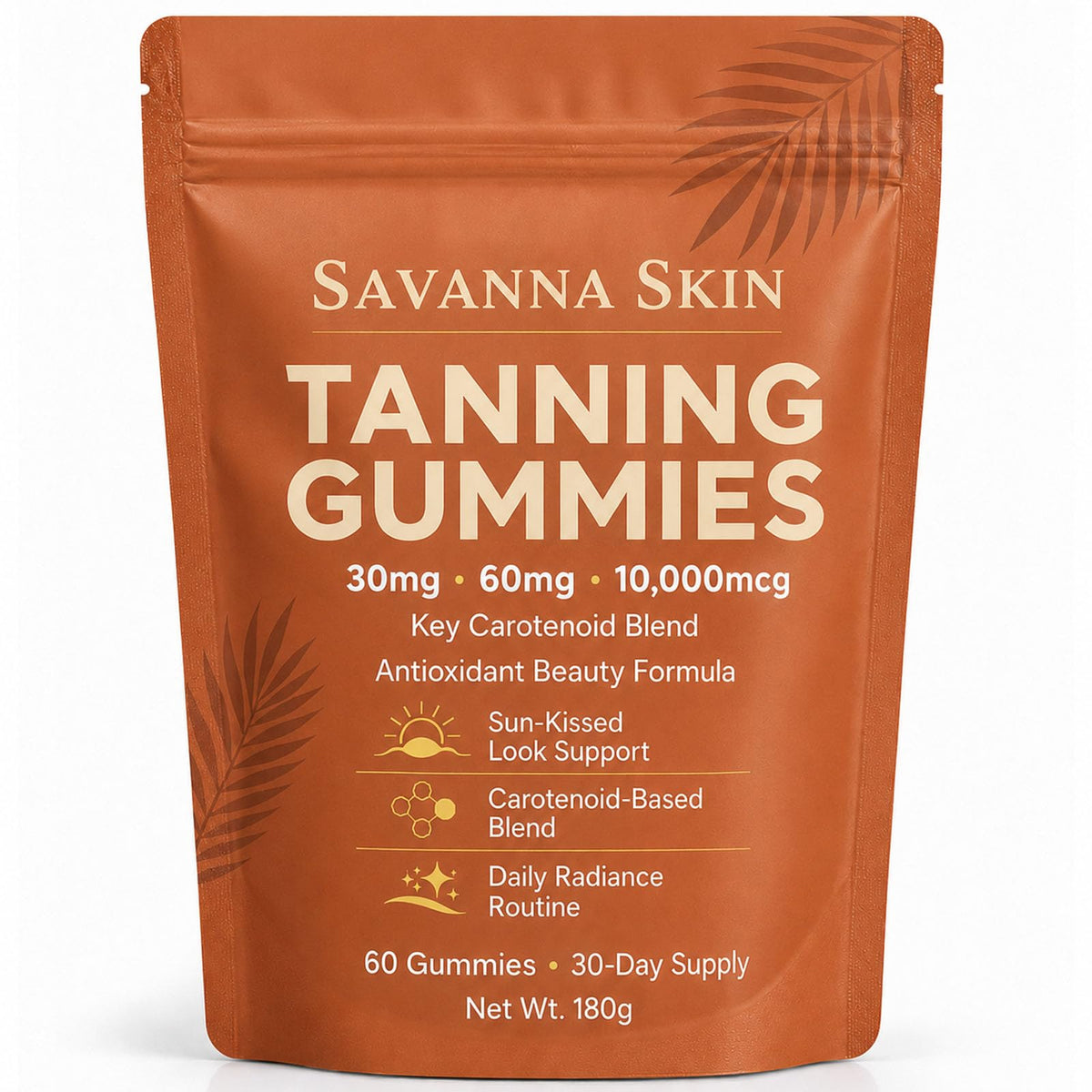 Savanna Skin envase frontal mostrando beneficio de brillo natural