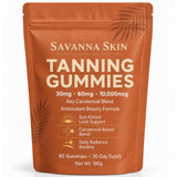 Savanna Skin envase frontal mostrando beneficio de brillo natural