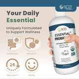 SCD Probiotics primer plano del líquido que destaca textura y mezcla fácil
