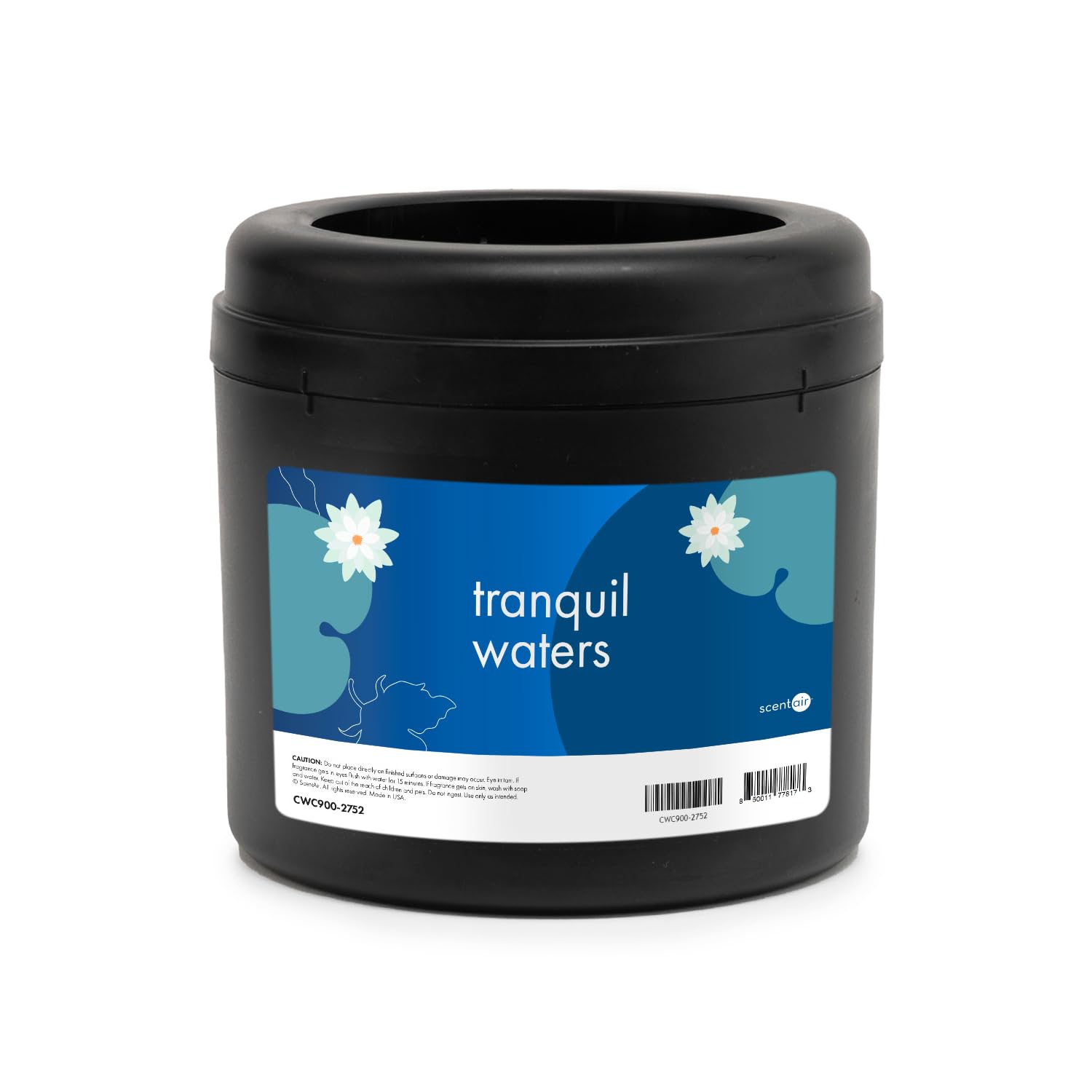 ScentAir frente del empaque mostrando fragancia Tranquil Waters y beneficio relajante
