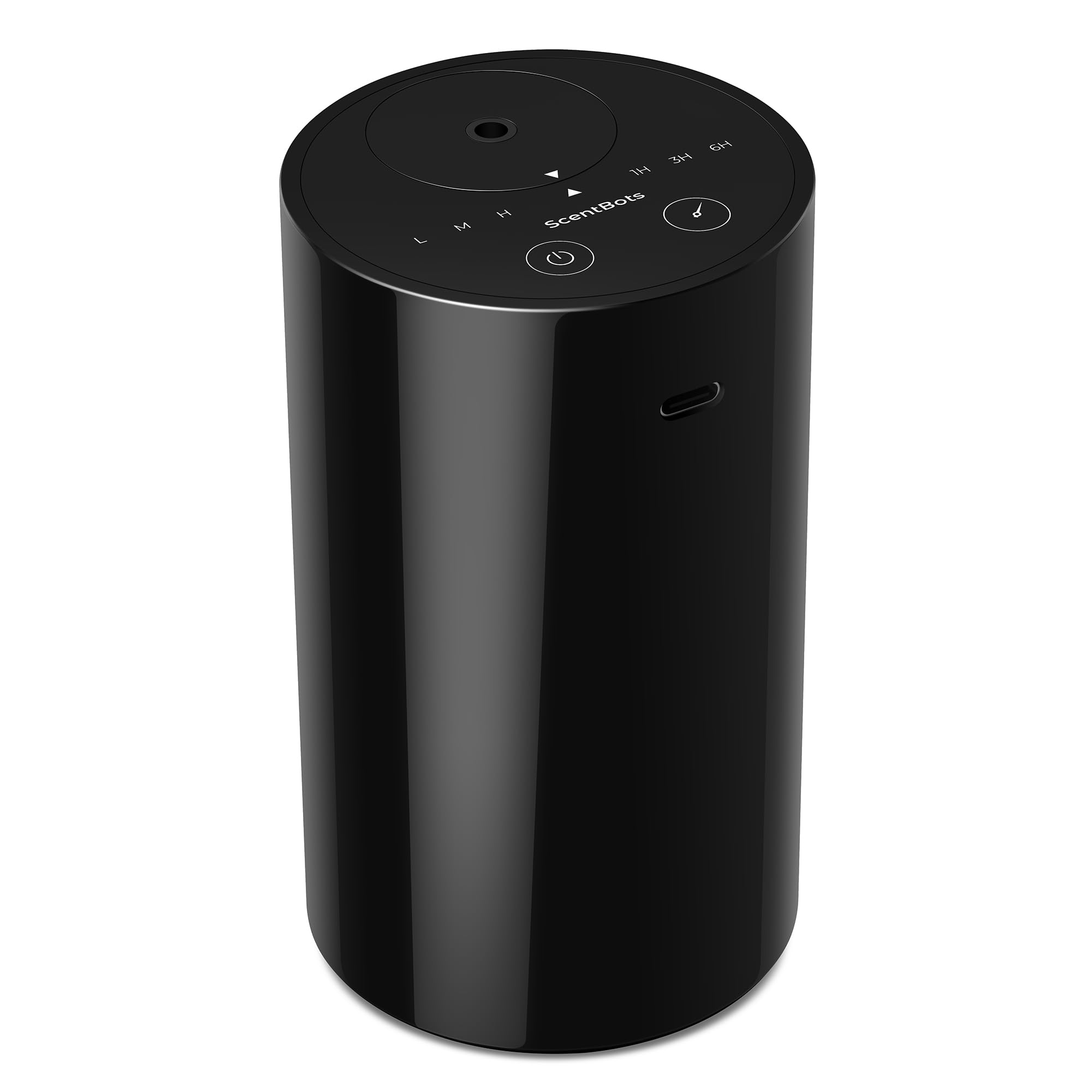 ScentBots vista frontal del difusor con diseño compacto y control