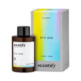 Scentify frasco 5th Ave en primer plano, presentación elegante y protección ámbar