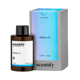 Scentify Amalfi botella frontal mostrando diseño ámbar y formato 100 ml para almacenamiento seguro