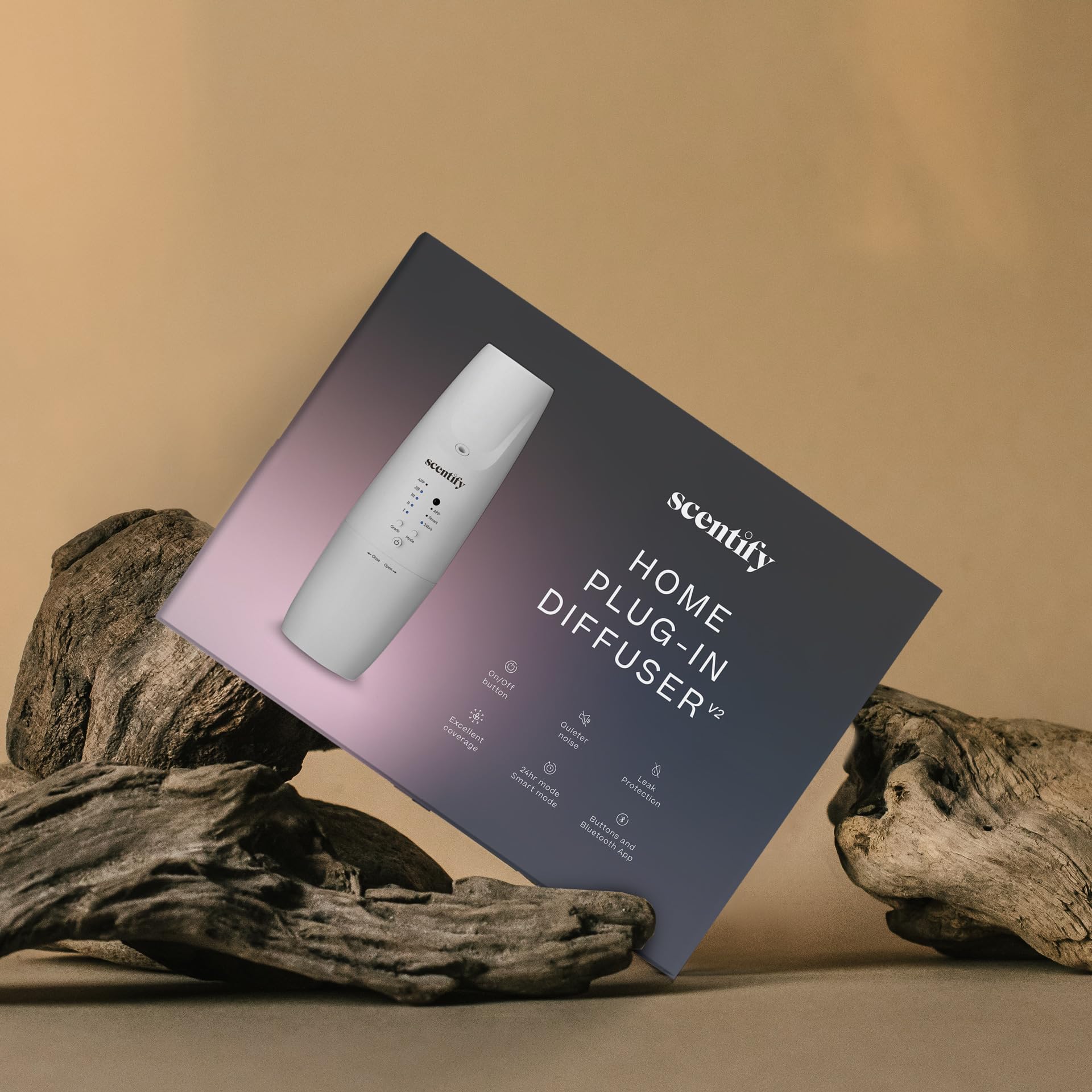 Scentify difusor en sala ambientada, crea atmósfera relajante y profesional