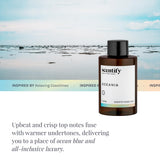 Scentify frasco Oceania tamaño 100 ml junto a objetos cotidianos para escala