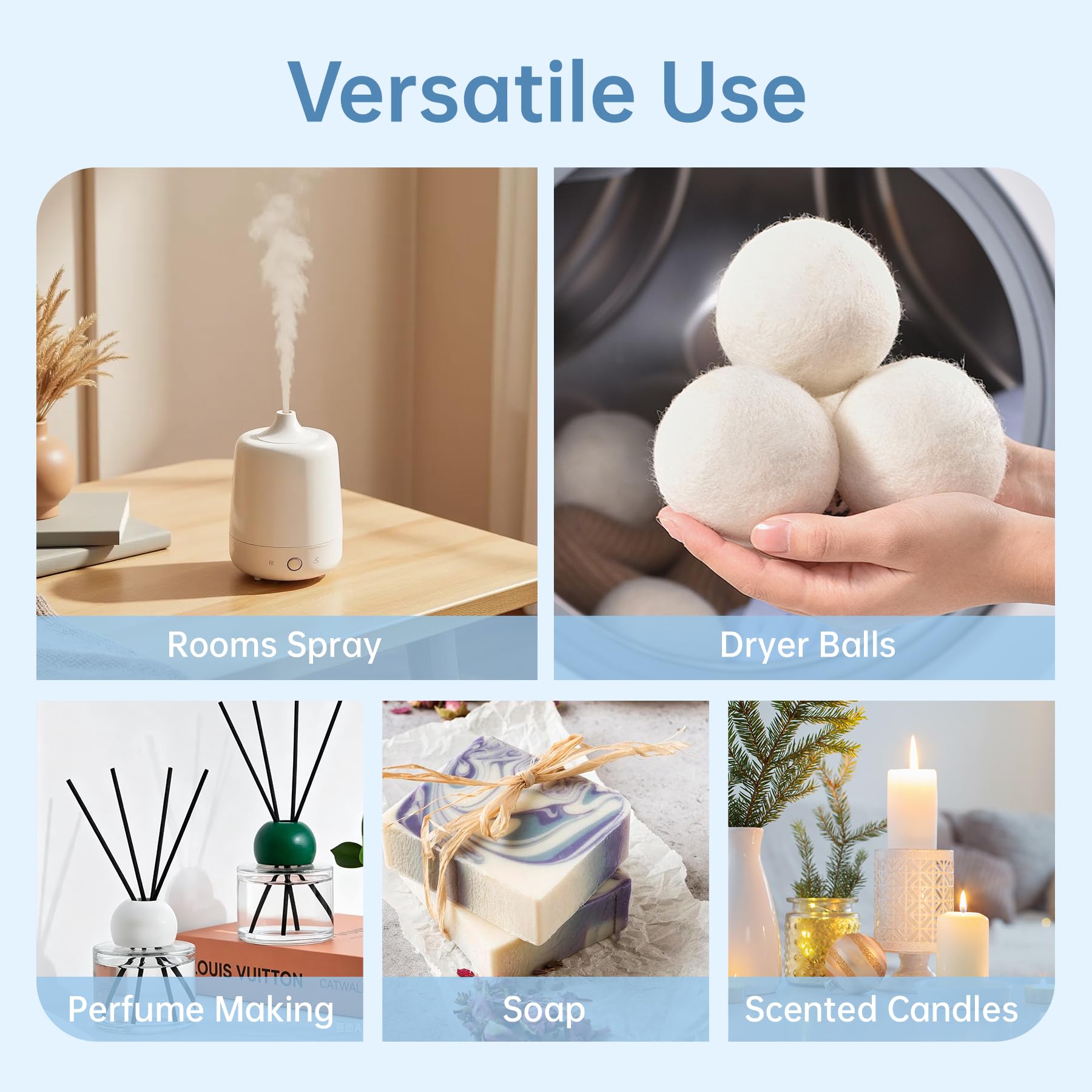 SCENTZIES gotas sobre bola de lana mostrando aplicación sencilla y duradera