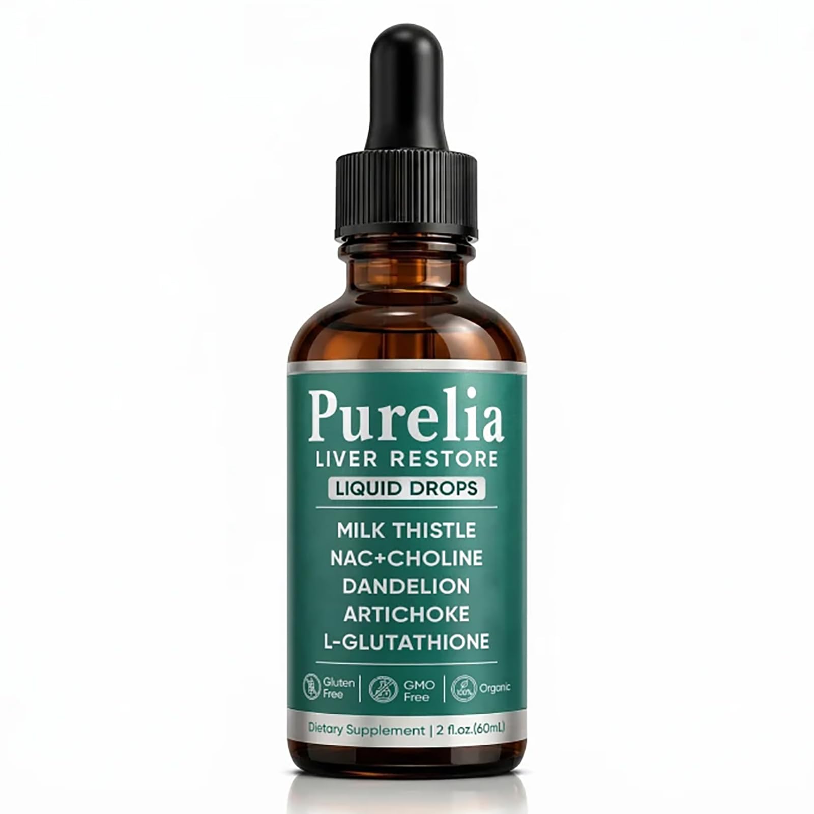 SCEZROB envase frontal Purelia Liver Restore Drops mostrando presentación líquida y beneficio de apoyo hepático