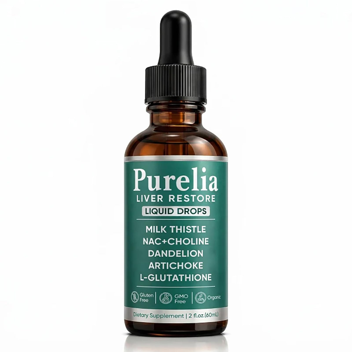 SCEZROB envase frontal Purelia Liver Restore Drops mostrando presentación líquida y beneficio de apoyo hepático