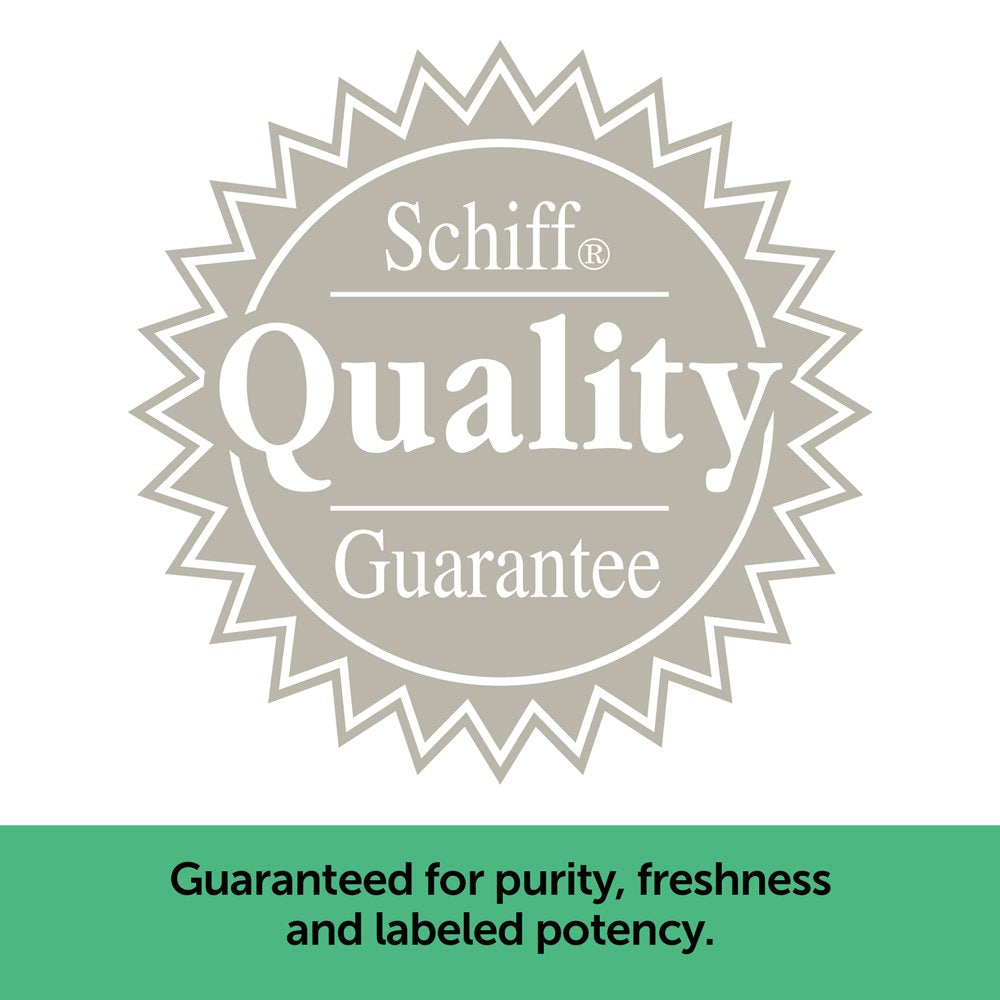 Schiff tabletas distribuidas que ilustran la presentación y cantidad