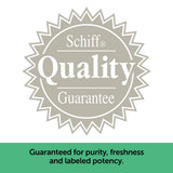 Schiff tabletas distribuidas que ilustran la presentación y cantidad