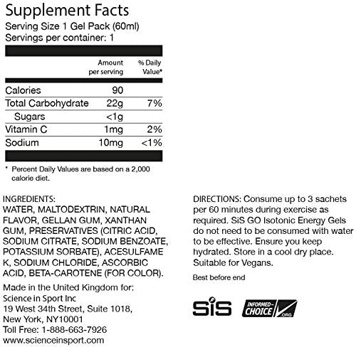 Science in Sport gel junto a mano para comparar tamaño y porción controlada