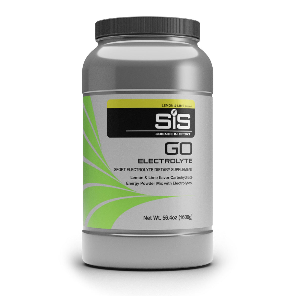 Science in Sport envase GO Electrolyte frontal mostrando tamaño y sabor limón lima