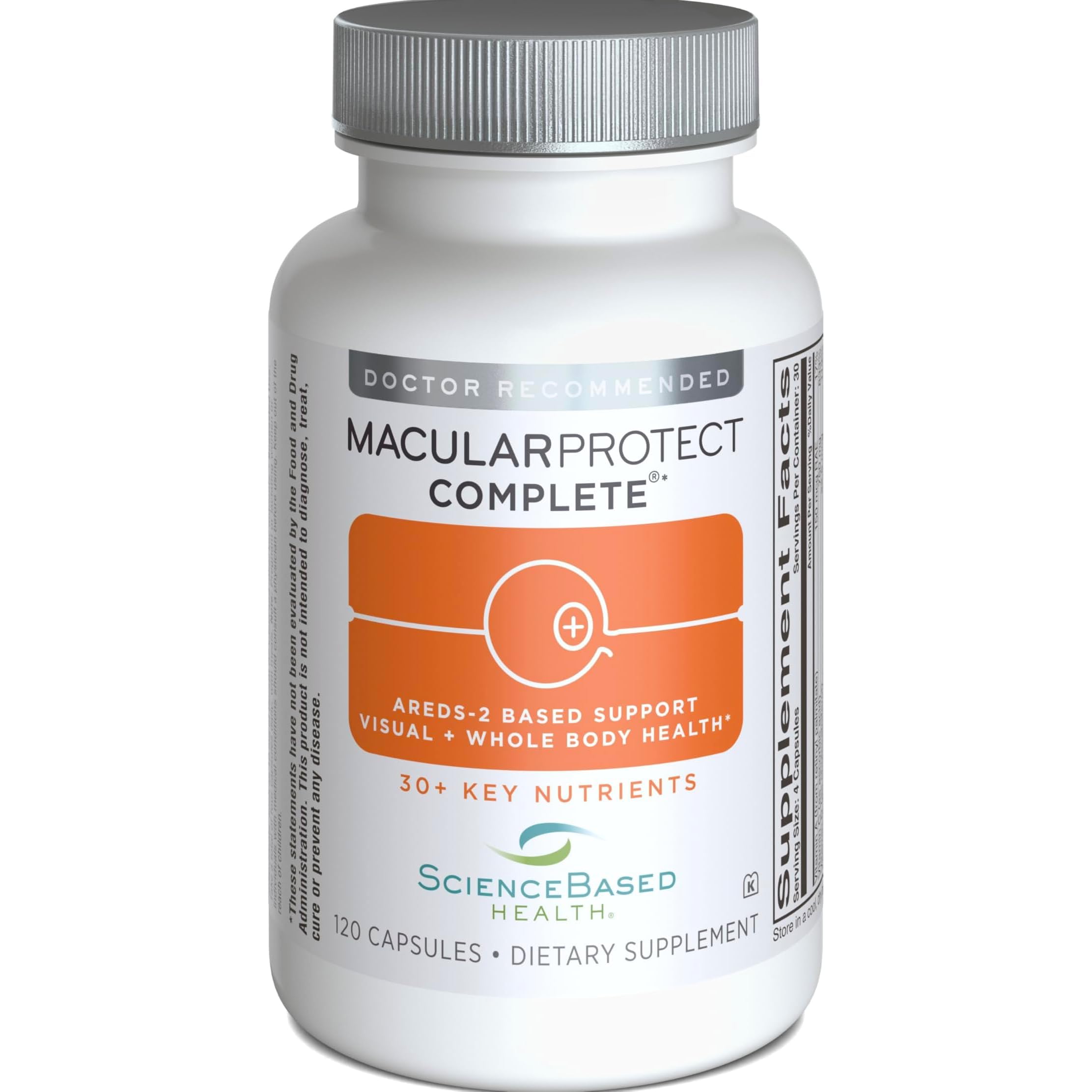 ScienceBased Health empaque frontal de MacularProtect Complete mostrando etiqueta clara y beneficios