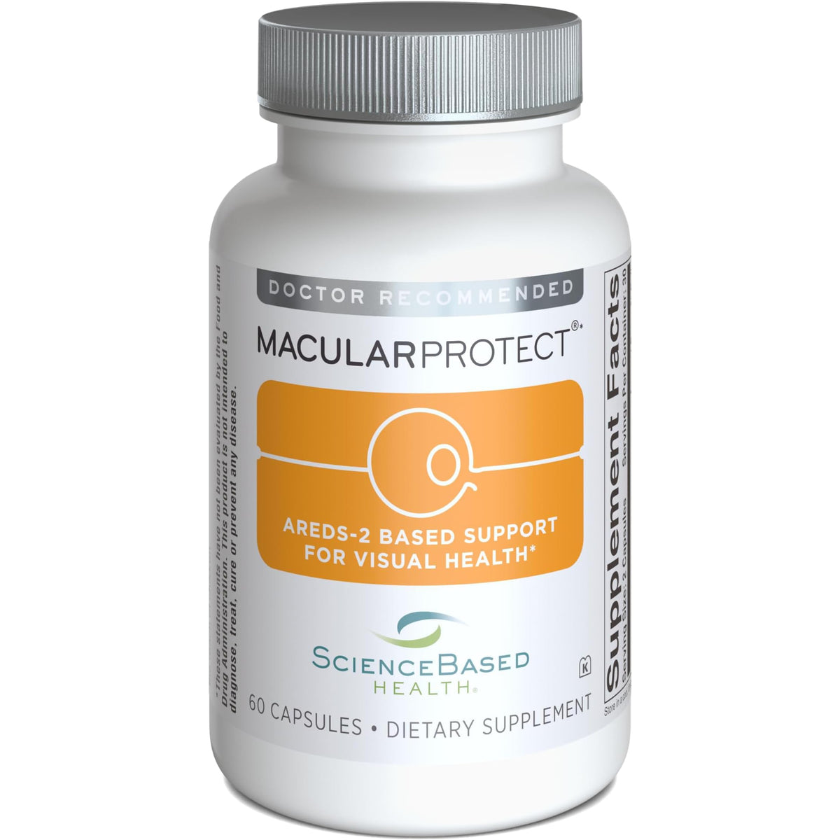 ScienceBased Health frasco frontal mostrando la fórmula AREDS2 y beneficios visibles