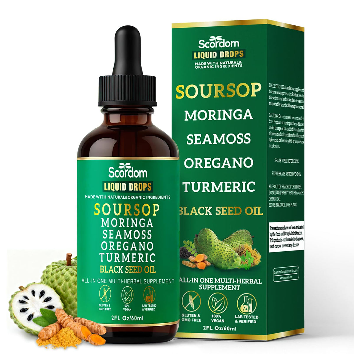 SCORDOM botella frontal Soursop Bitters, formato práctico y vegano