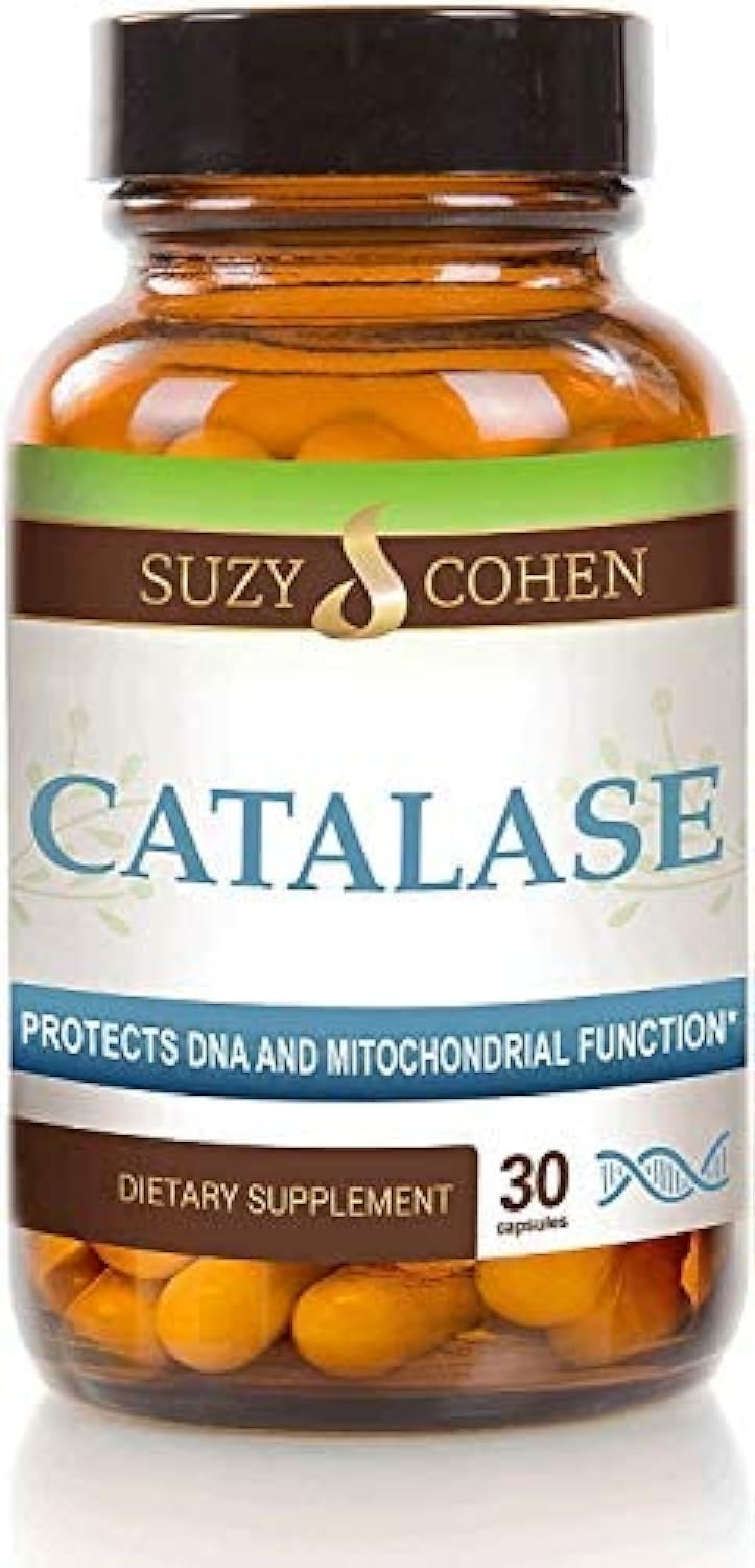 Script Essentials Suzy Cohen catalase frente del empaque con beneficios claros