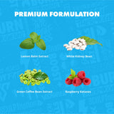 Sculpt Nation Burn PM ingredientes primarios como cetonas y café verde en primer plano