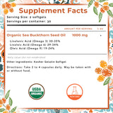 SEABUCKWONDERS etiqueta con certificaciones USDA Organic y sin hexano