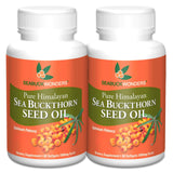 SEABUCKWONDERS frasco delantero mostrando 120 softgels y aporte de 60 días