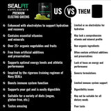 Vaso con bebida SEALFIT ElectroGreens hidratante listo para beber