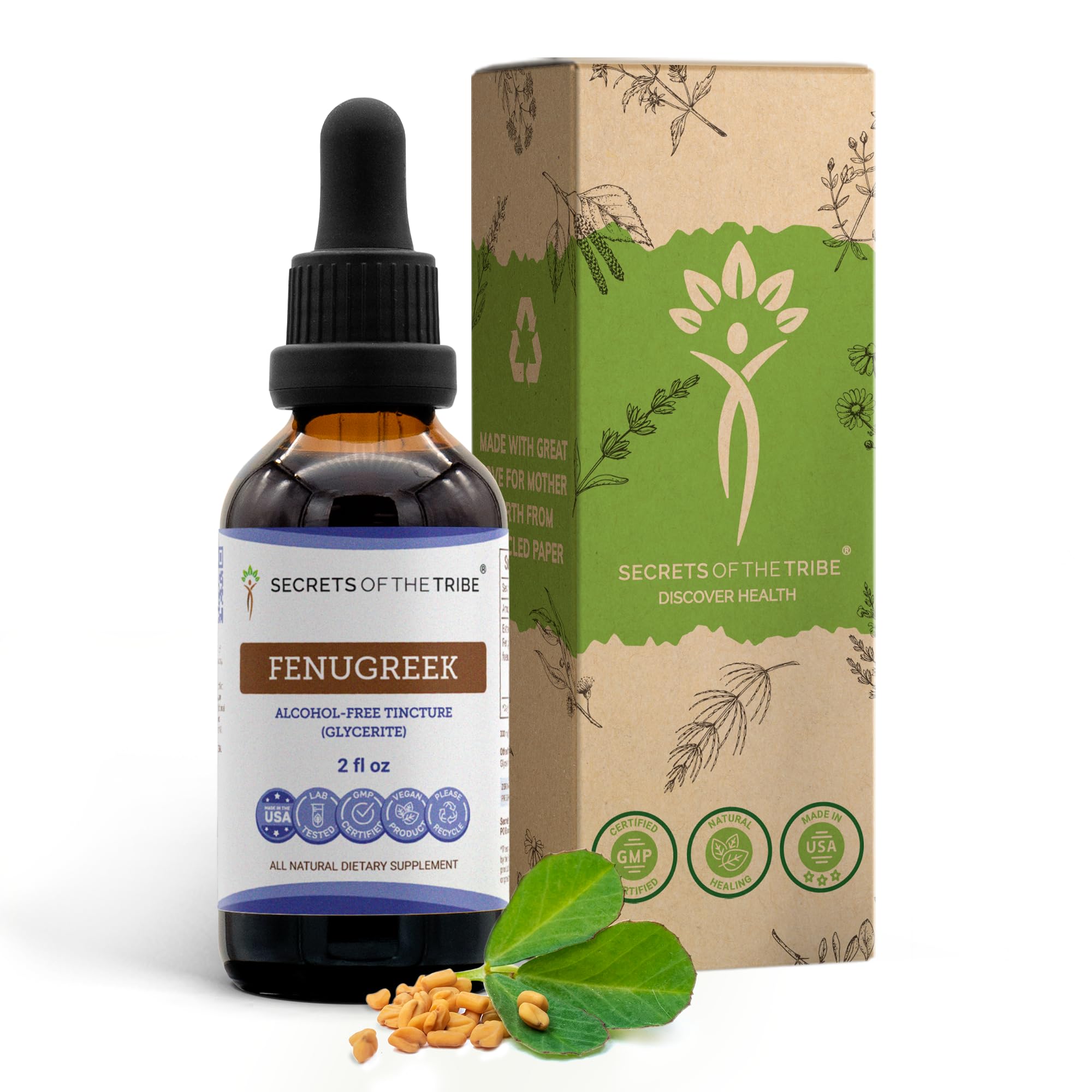 Secrets of the Tribe botella frontal con etiqueta clara y aspecto profesional