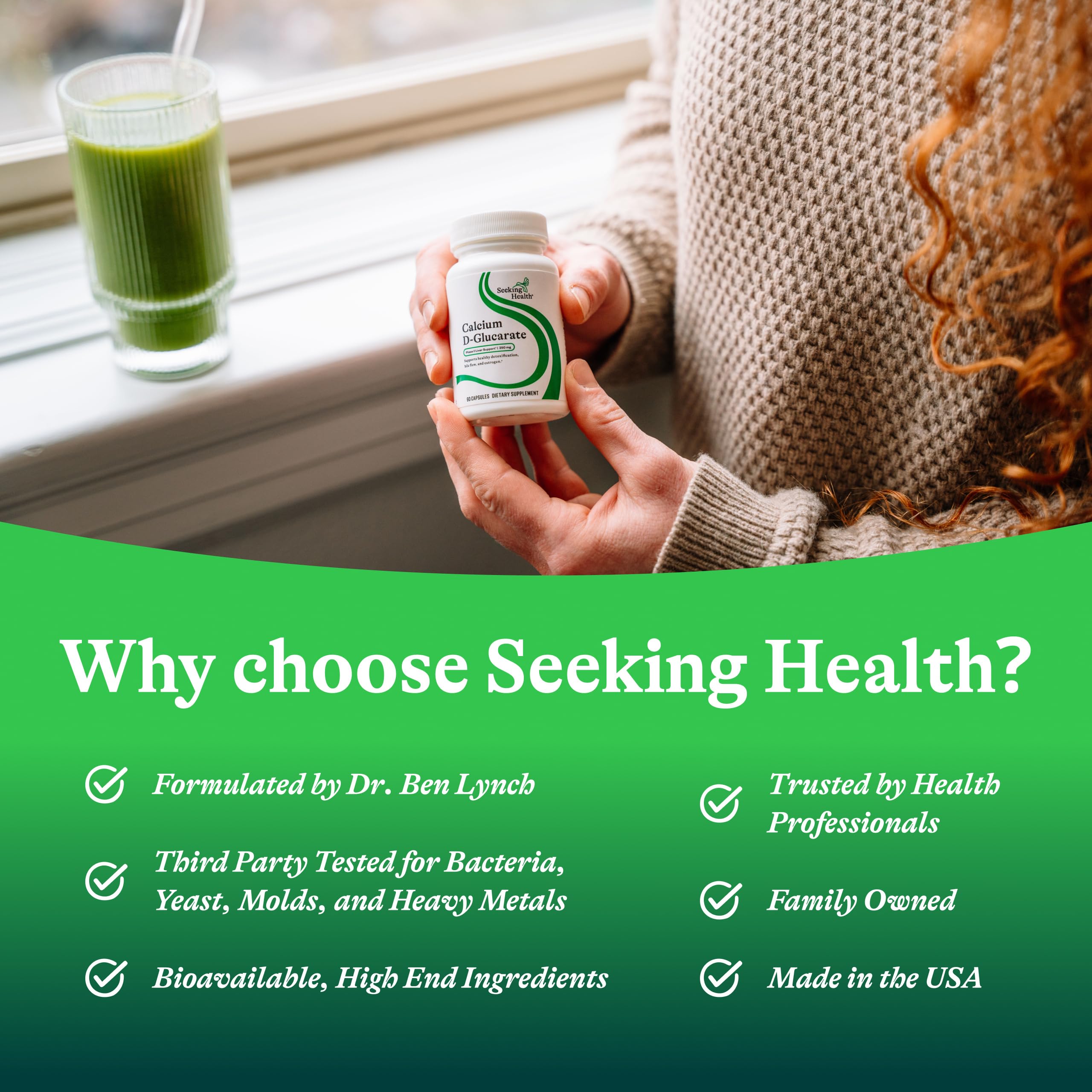 Seeking Health comparación de tamaño junto a monedas para escala