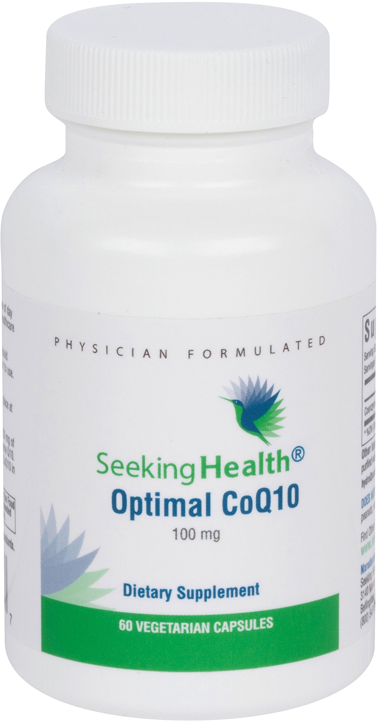 Seeking Health frasco frontal mostrando cápsulas y etiqueta clara, beneficio de confianza