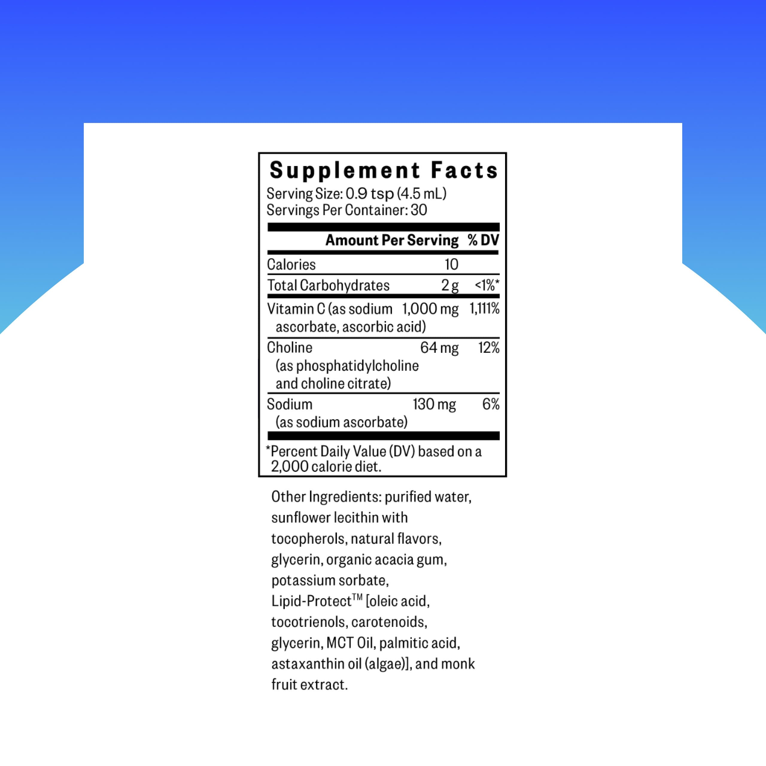Seeking Health etiqueta con detalles de 1,000 mg por porción y lista de alérgenos, claridad informativa